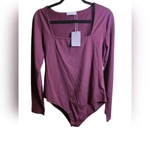 Elegant Long Sleeve Bodysuit - Deep Purple